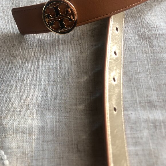 Tory Burch Gold + Camel Leather Belt - Picture 6 of 11